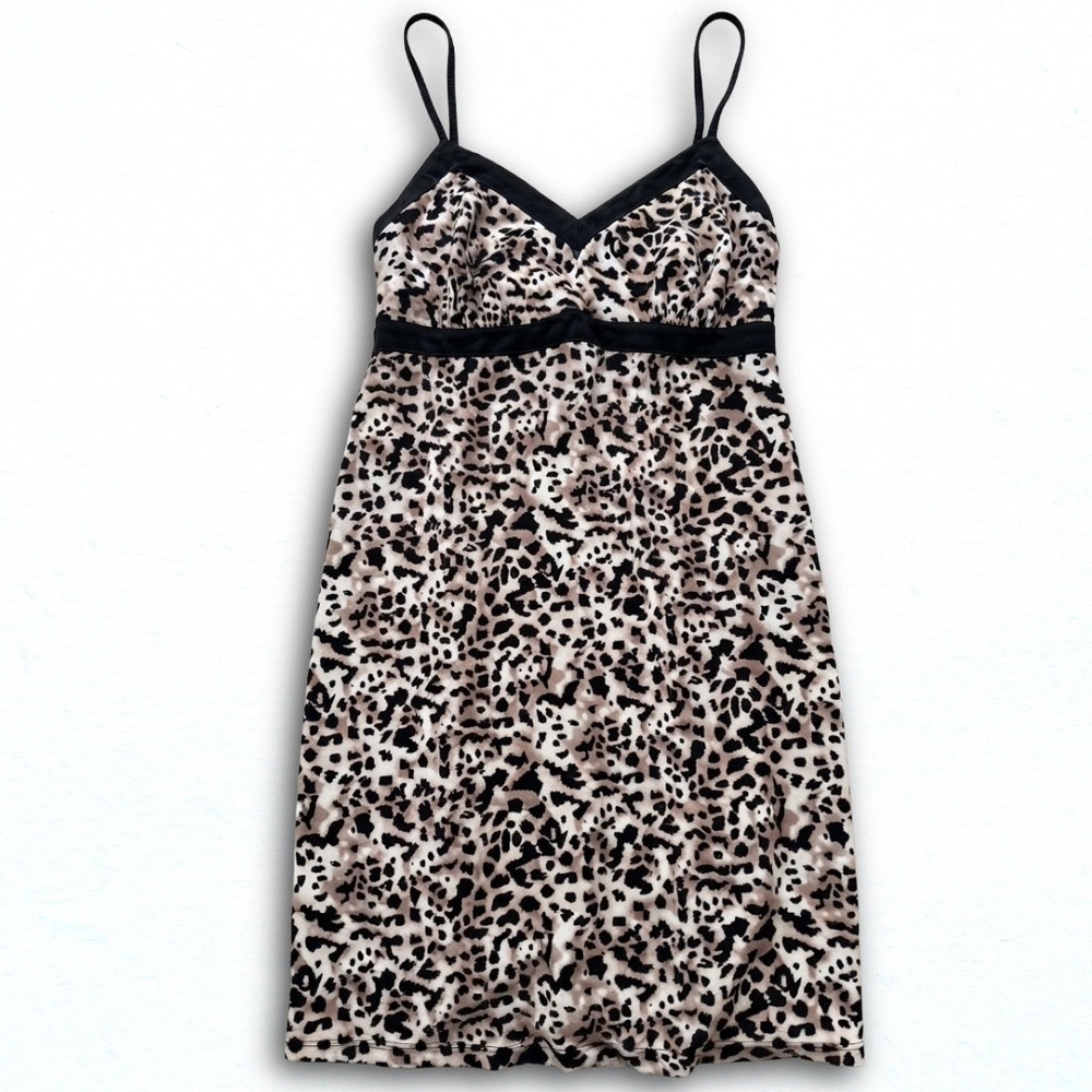 Gilligan & O'Malley Leopard Print Chemise Nightgown Sleepwear Medium Animal